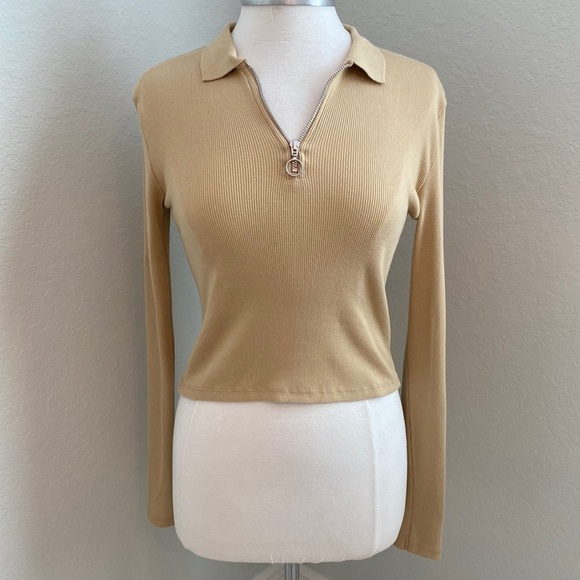 TOPSHOP Ribbed Long-sleeve Polo - Picture 2 of 9